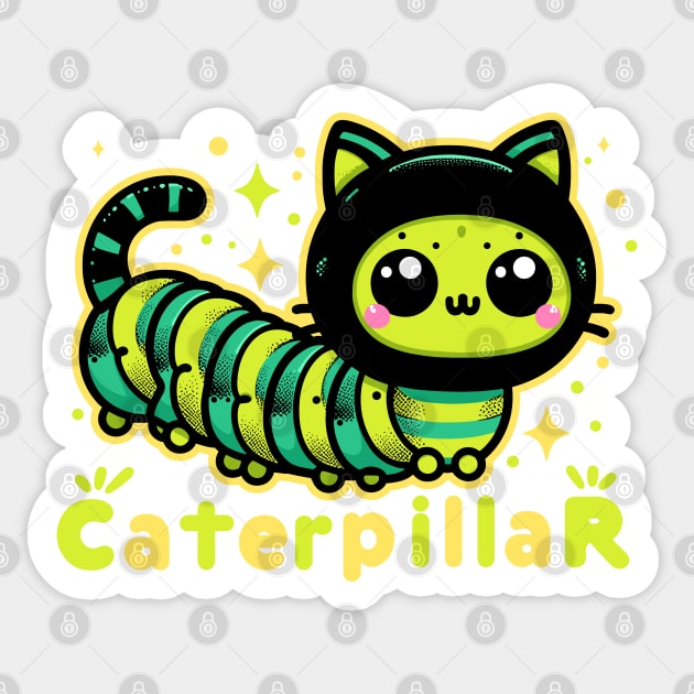 Cute Colorful Cat Caterpillar Hybrid Pun Sticker by SubtleSplit